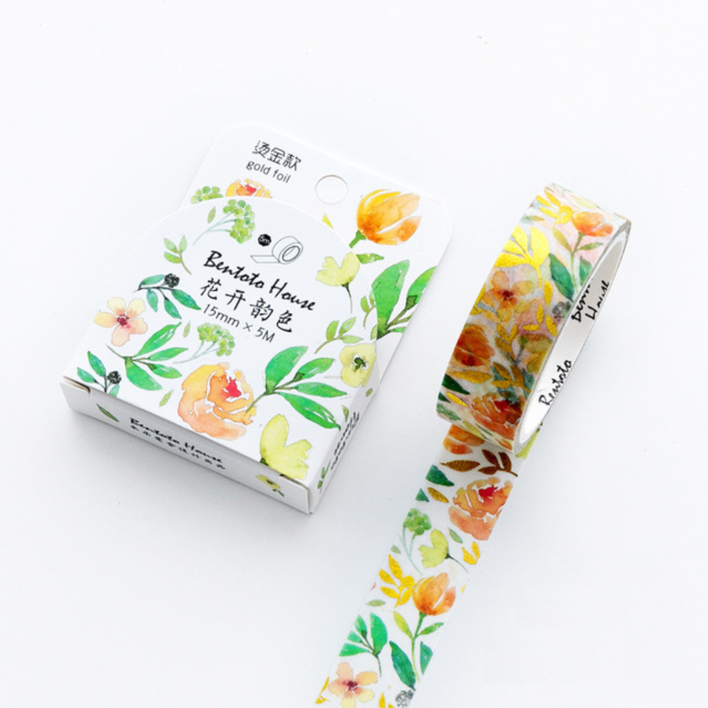 Digital Washi Tape Gold Blush Floral Graphic by Sweet Shop Design
