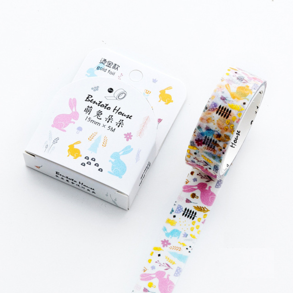 1X Gold Foil Washi Tape Japanese Paper 1.5*10meter Kawaii