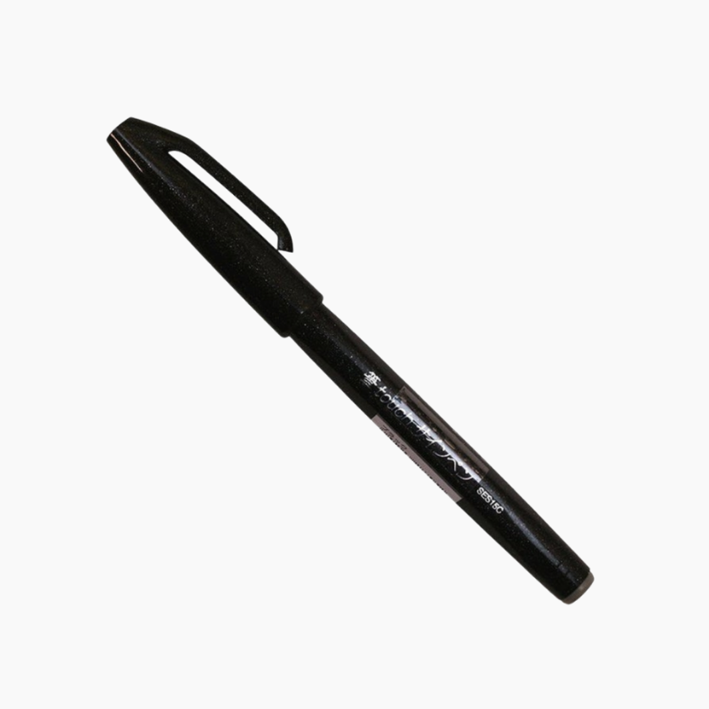 Pentel Arts Sign Pen Touch, Fude Brush Tip, Black/Grey/Sepia Pack of 3  (SES15PABP3M)
