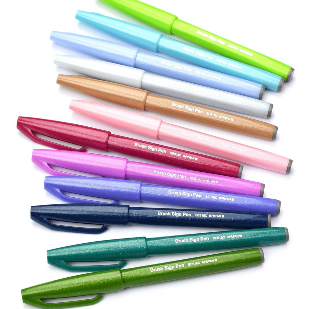 Pentel Fude Touch Brush Sign Pen - Original Colors - 12 Color
