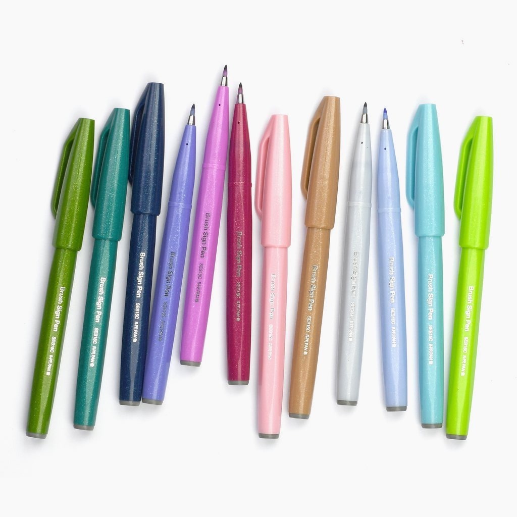 Pentel Fude Touch Brush Sign Pen 12 Colors BOX SET -  Norway