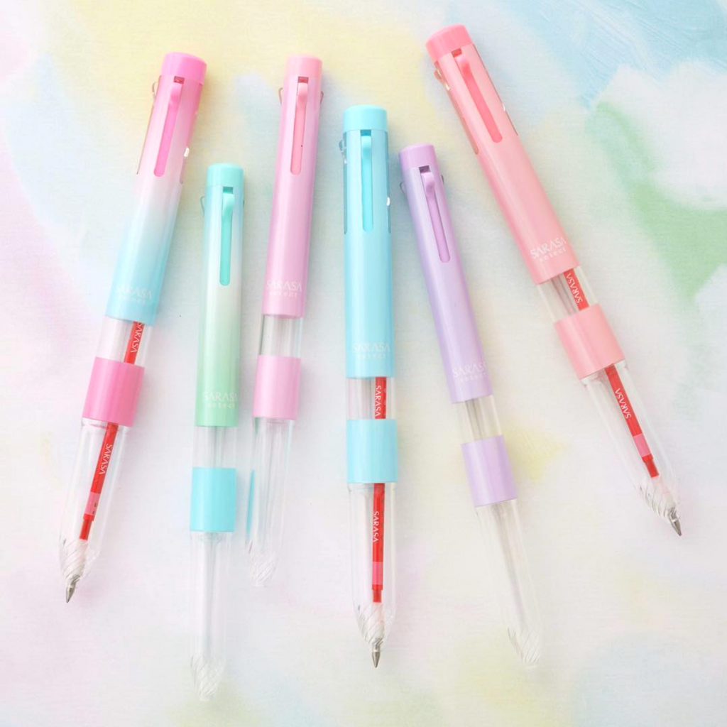 Stationery colorful writing supplies pens pencils, colored pink