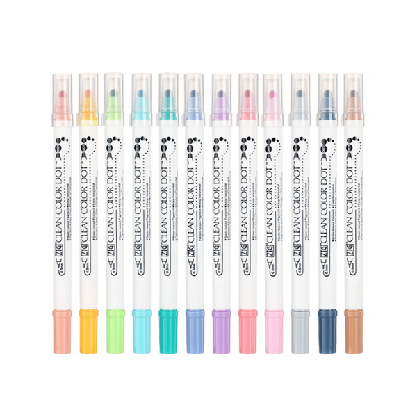 Kuretake ZIG Clean Color Dot Dual-Tip Markers - 12 Color Set – IRO
