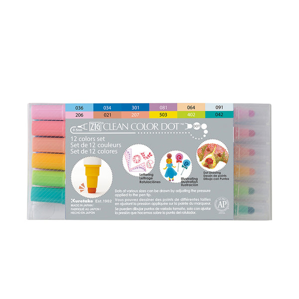 Kuretake ZIG Clean Color Dot Dual Tip Marker  - 12 Color Set