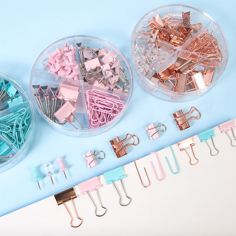 Push Pins & Paper Clips Set, Rose Gold