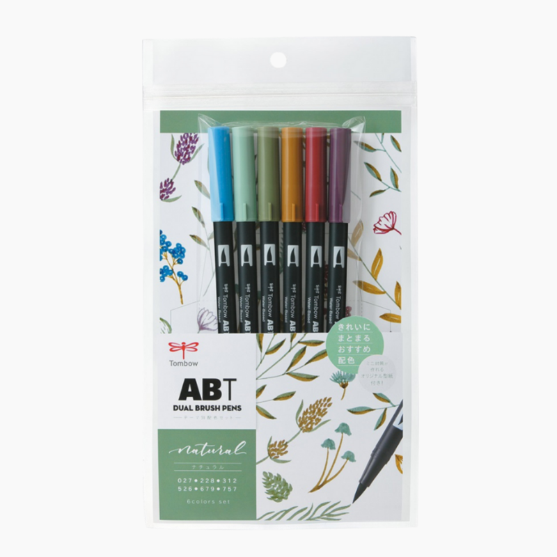 Tombow Dual Brush Pen ABT set 6 // pastel