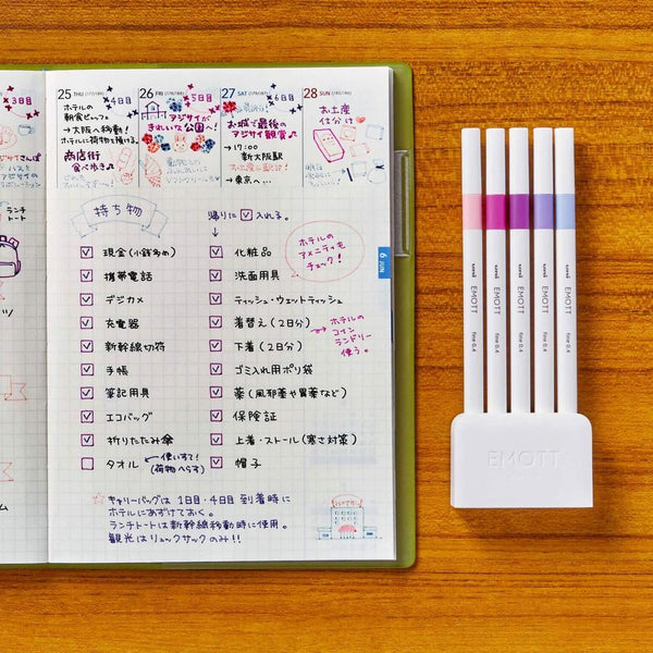Uni EMOTT Sign Pen - 0.4 mm - 5 Color Set