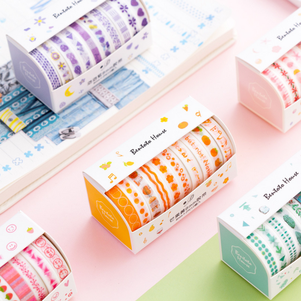 Colorful Patterned Washi Tape Slim Adhesive Masking Tape Set