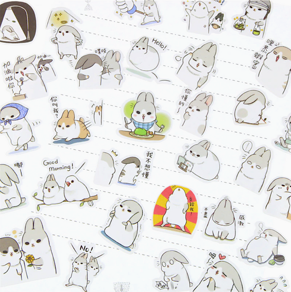 Chubby Rabbit Stickers Set