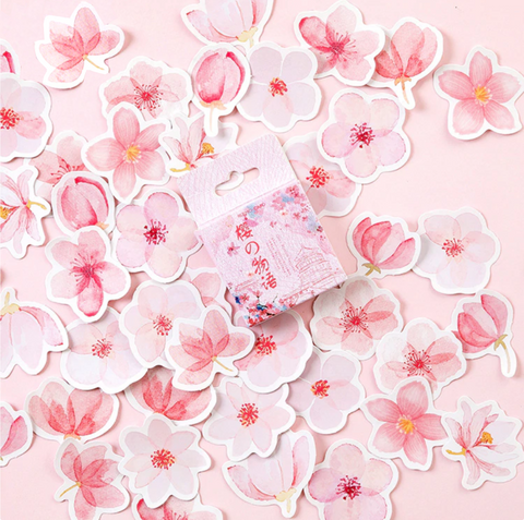 6 Packs Sakura Scrapbook Sticker Flower Planner Decal For Scrapbooking Card Making Diary Photo Album Handcrafts (Sakura