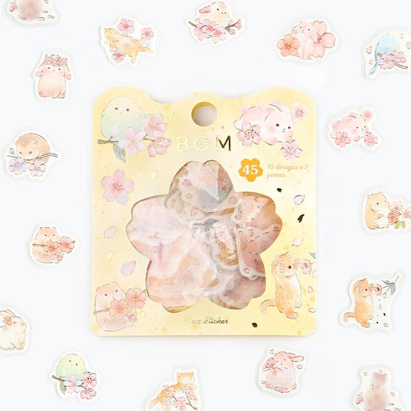 BGM Flake Stickers - Animals & Sakura - Limited Spring Edition