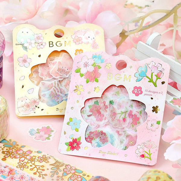 BGM Flake Stickers - Animals & Sakura - Limited Spring Edition