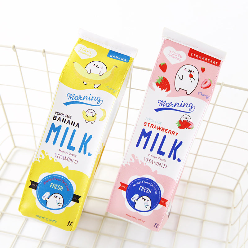 Cute 3PC Japanese Kawaii Milk Carton Pencil Case / Pouch