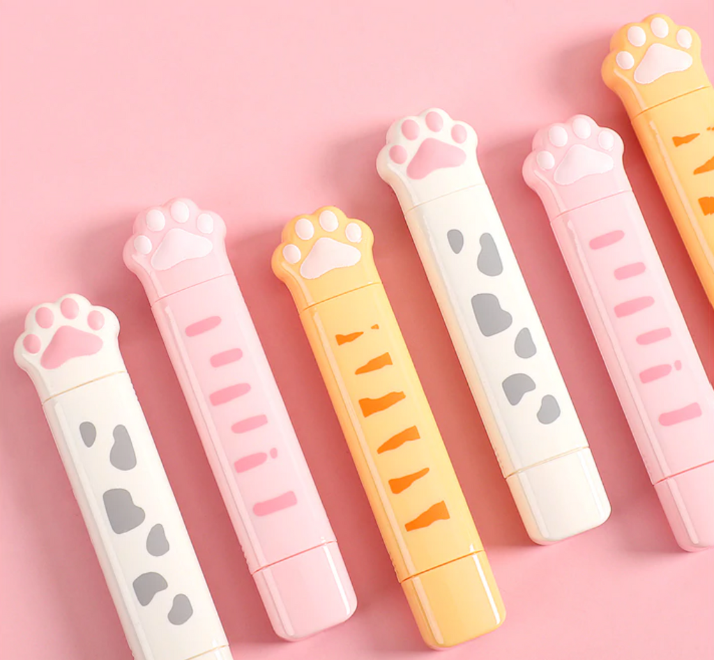  6 Pack Cartoon Correction Tape Cat Paw Shaped Dual Tips  Correction Cute Correction Pen with Glue Tip Cute Cat School Supplies for  Kids Students Writing Office School Stationery Supplies() 