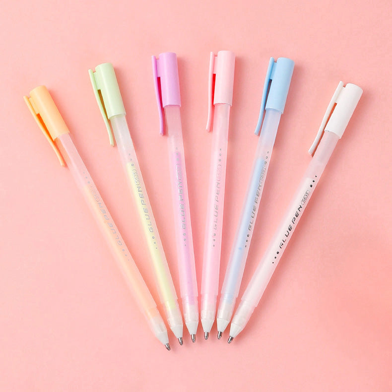 Jelly Color Fast Dry Cute Glue Stick Pen Shape Solid Color Glue
