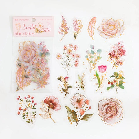Cute Flower Stickers Set Vintage Clear Floral Decals Great for