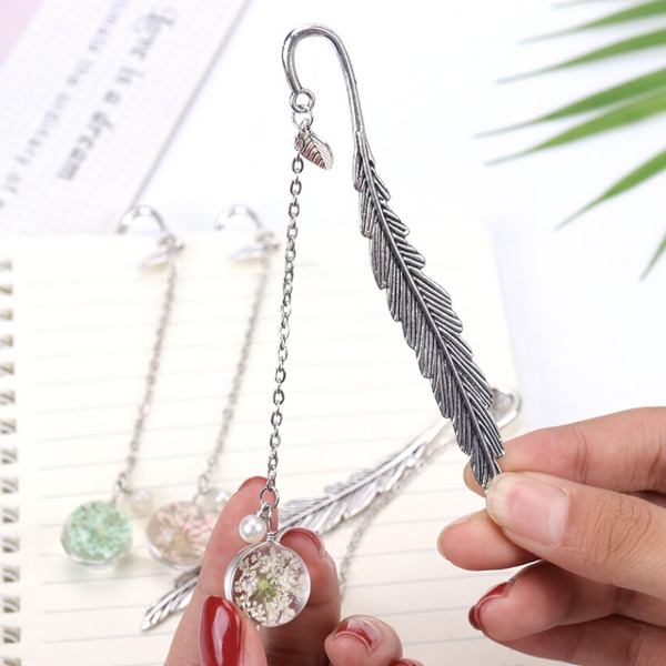 Feather and Flower Pendant Bookmark