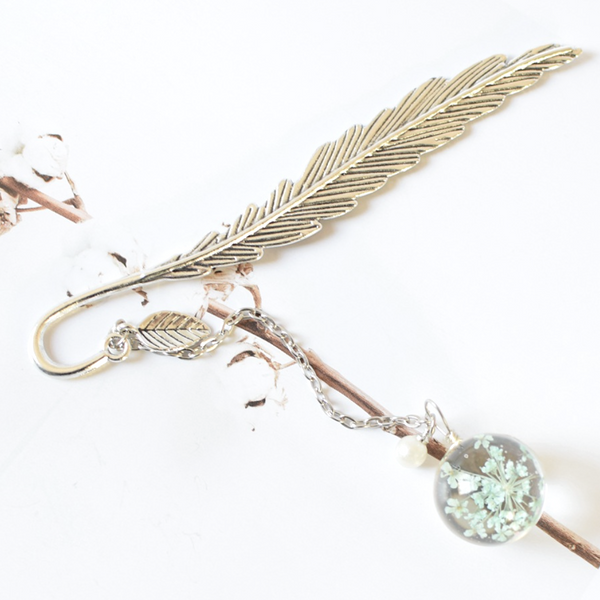 Feather and Flower Pendant Bookmark