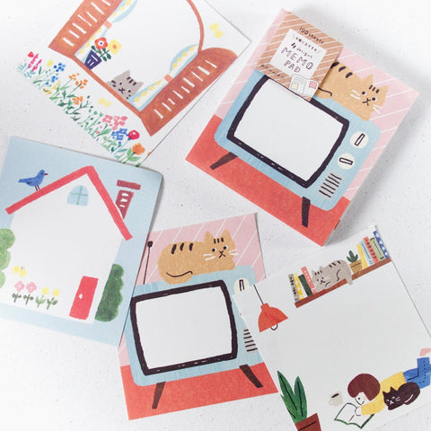 Furukawashiko 4 Designs Memo Pad - Home Time | Kawaii Pen Shop Furukawashiko 4 Designs Memo Pad - Home Time | Kawaii Pen Shop