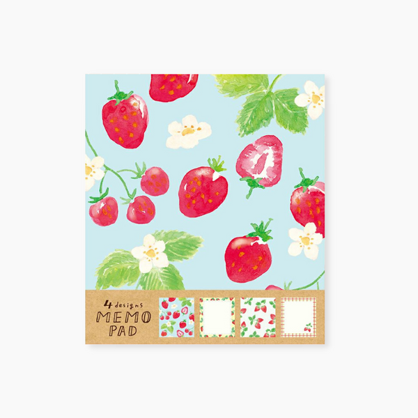 Furukawashiko 4 Designs Memo Pad - Strawberries