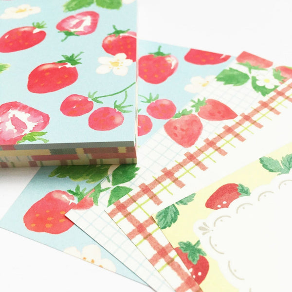 Furukawashiko 4 Designs Memo Pad - Strawberries