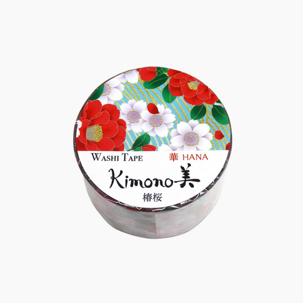 Kamiiso Kimono Series Washi Tape - Wide - Camellia Blossom