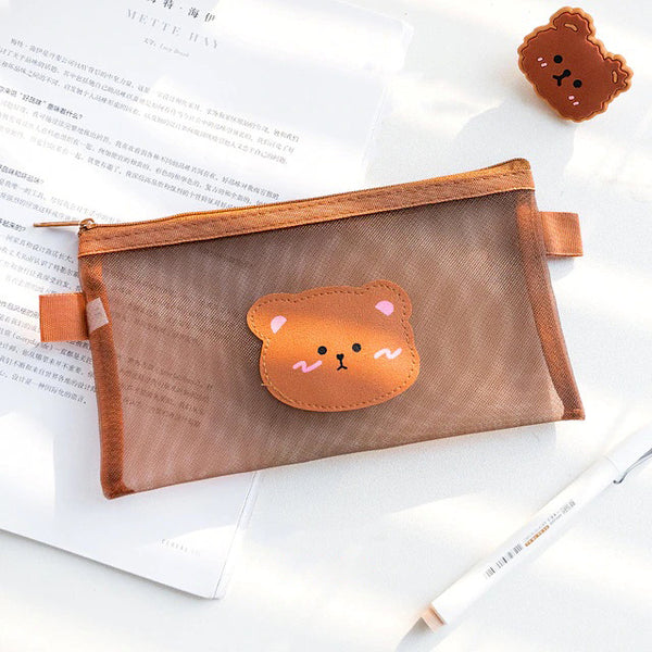 Kawaii Bear Mesh Pencil Case