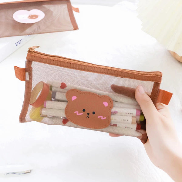 Kawaii Bear Mesh Pencil Case