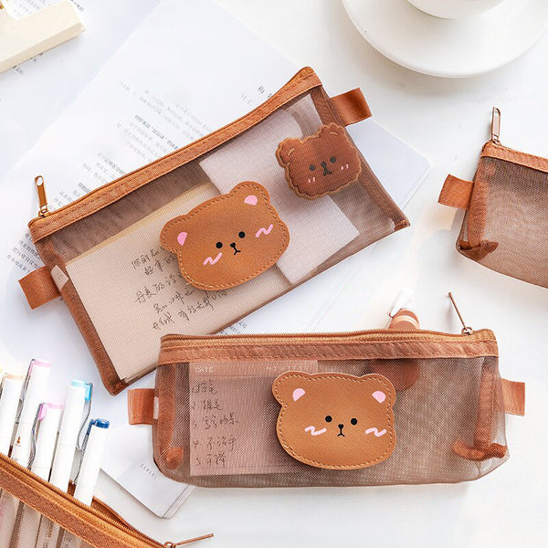 Kawaii Bear Mesh Pencil Case