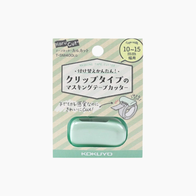 Kokuyo Karu Cut Washi Tape Cutter - Clip - 10-15 mm - Pastel Green