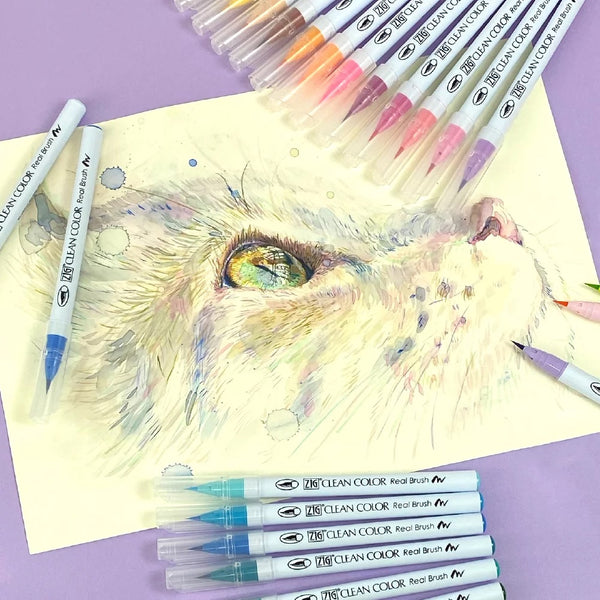 Kuretake ZIG Clean Color Real Brush Pen - 24 Color Set