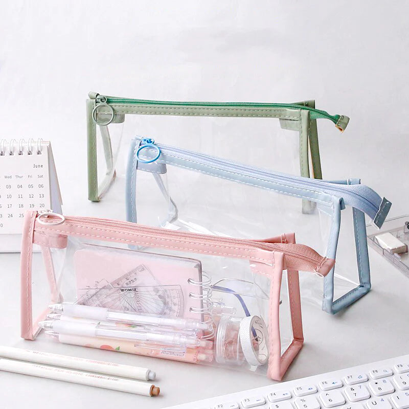 Wholesale Korean Transparent Pink Transparent Pencil Bag For Girls