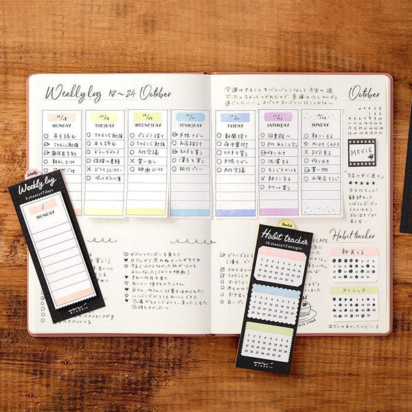 Midori Habit Tracker Sticky Notes - Colorful