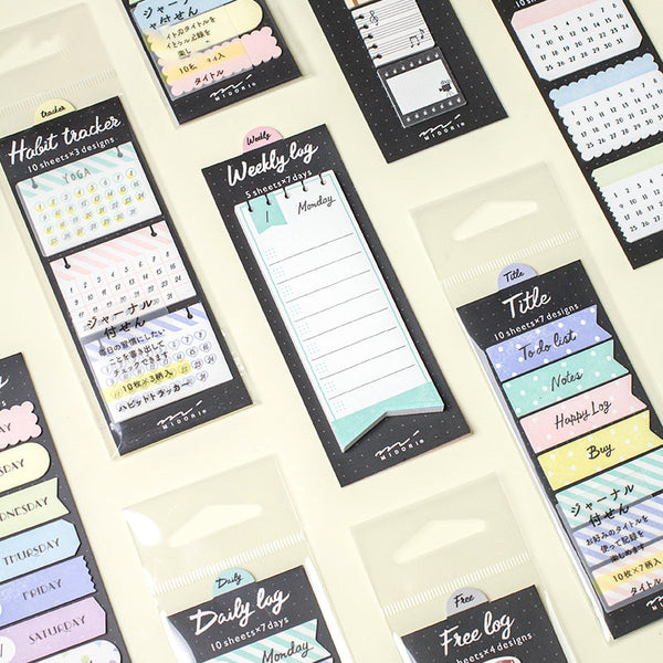 Midori Journal Weekly Log Sticky Notes - Ribbon