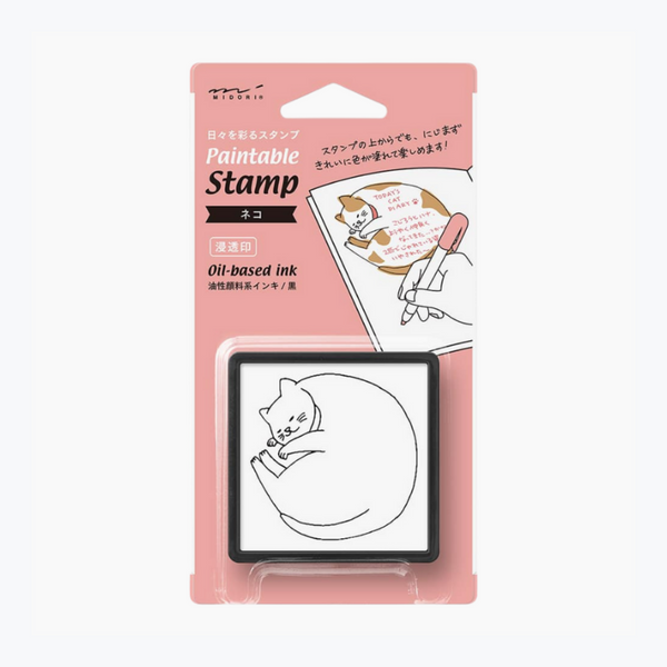 Midori Paintable Stamp - Pre-Inked - Cat