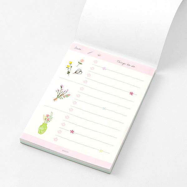Midori To-Do List Memo Pad - Flowers