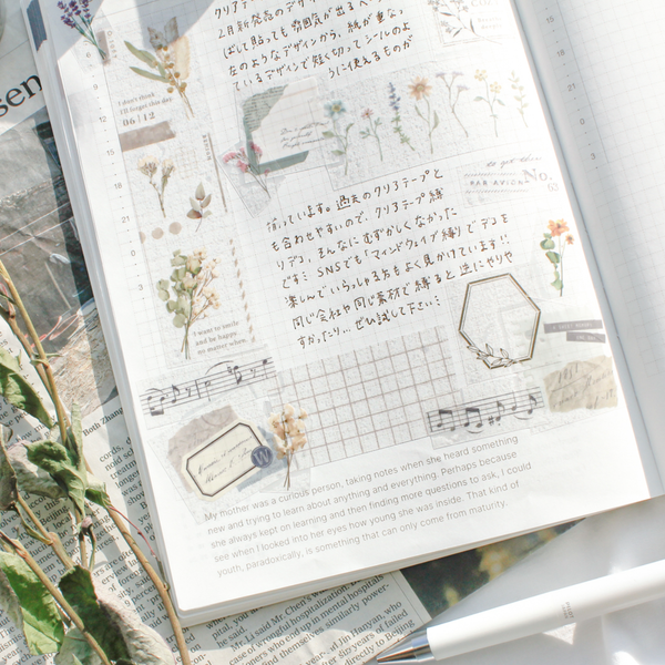 Mind Wave Vintage Clear Masking Tape - Pick Flowers