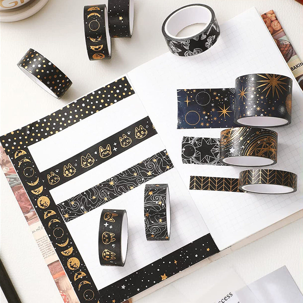 Ectogasm  Witchy Washi Tape in Black and Gold - 5 Pack