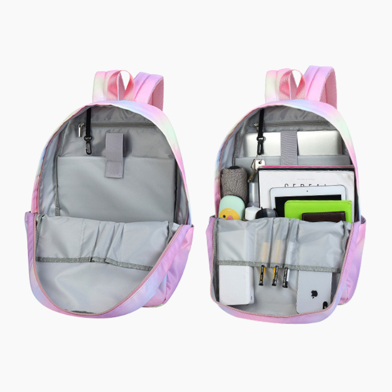 Clouds in a Rainbow Unicorn Sky Backpack by Peaches in the Wild