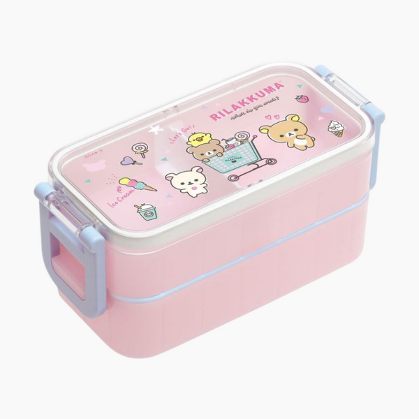 San-x Rilakkuma 2-Layer Bento Lunch Box - Pink