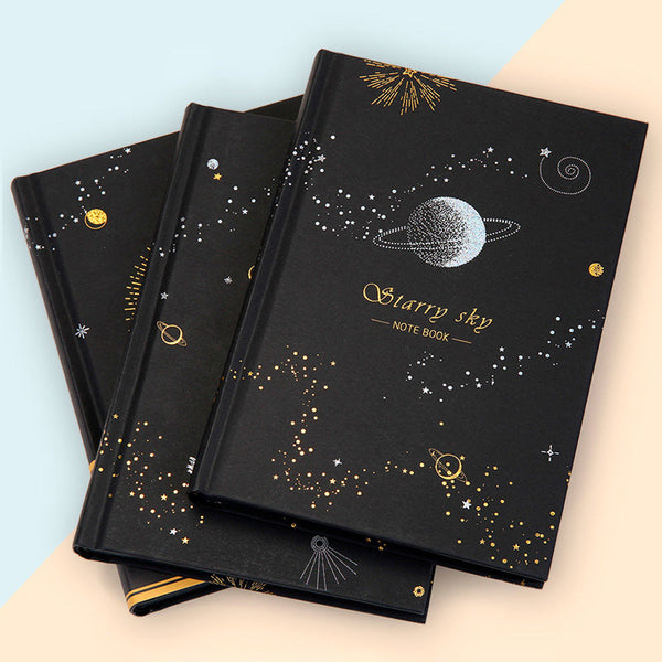 Starry Sky Black Paper Notebook - Planets