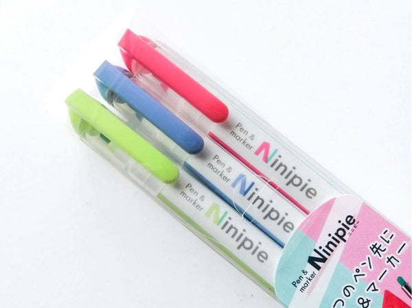 Sun-Star Ninipie Marker Pen & Highlighter - 3 Color Set - Bold
