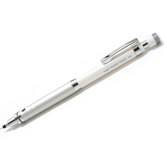 Uni Kuru Toga High Grade Auto Lead Rotation Mechanical Pencil, 0.5mm White