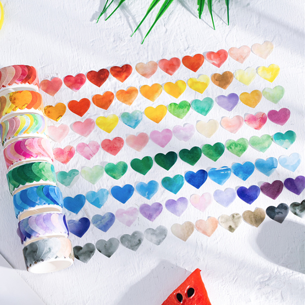 Watercolor Heart Masking Sticker Roll