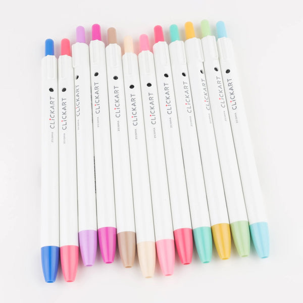 Zebra Clickart Knock Sign Pen 12 Color Set - Light
