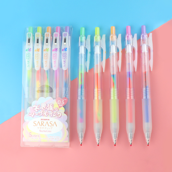 Zebra Sarasa Clip Marble Color Gel Pen - 5 Color Set