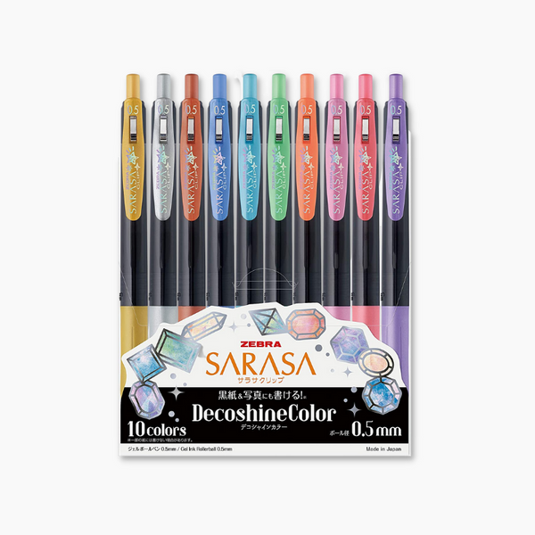 ★seseragsara★ Zebra Sarasa Clip Gel Pen - Decoshine - 10 Color Set