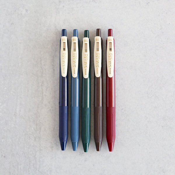 Zebra Sarasa Clip Gel Pen - Vintage Color 1 - 5 Color Set